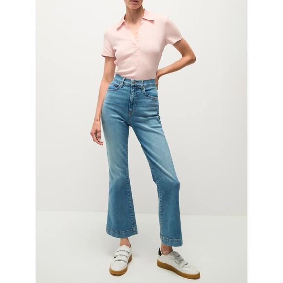 VERONICA BEARD Kearney Button Down Tee in Pink Clay Size Small - Picture 3 of 8